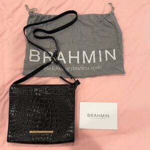 Brahmin Black Crocodile Textured Crossbody Bag